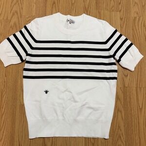 DIOR D Uniforms Paris Elegant Striped Knit Bee Embroidered Top M